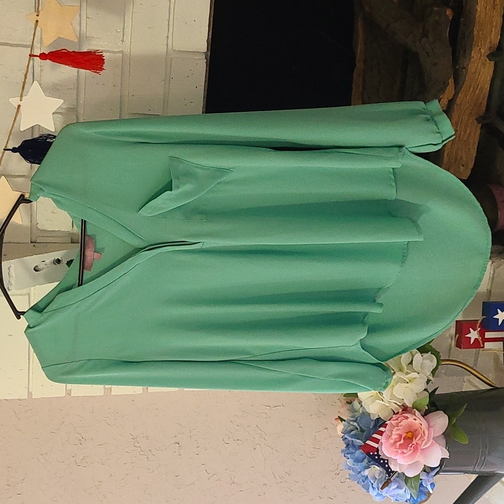 Green V-Neck Blouse